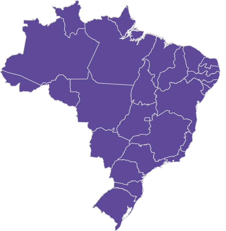 Mapa do Brasil com as academias Moovz